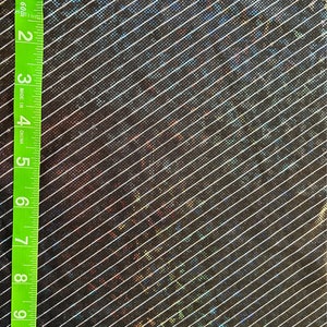 HOLOGRAPHIC PRINT FABRIC - Black and Silver Holographic Bias Stripe Stretch Fabric - 4 way Stretch Spandex Fabric - Striped Dancewear Fabric