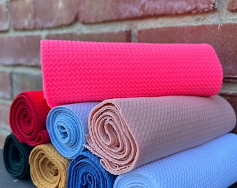 LIVERPOOL BULLET FABRIC - Solid Liverpool bullet Stretch Fabric Strips for bow making - Precut 6" textured knit fabric pieces for headbands