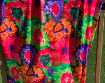 Rainbow Tie Dye Spandex Fabric: 4-Way Stretch Print