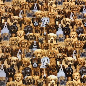 COTTON PRINT FABRIC - Puppies Cotton Print Fabric by the yard - Dog Print Fabric - Fabric by the Yard - Fabric - Fabric Craft Supply