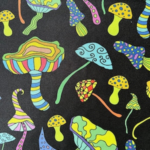 STRETCH PRINTED FABRIC - Abstract Mushrooms Print Fabric - 4 way Stretch Printed Spandex Fabric - Fabric Supply