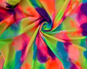 Neon Rainbow Tie Dye Spandex Fabric - 4 Way Stretch Print
