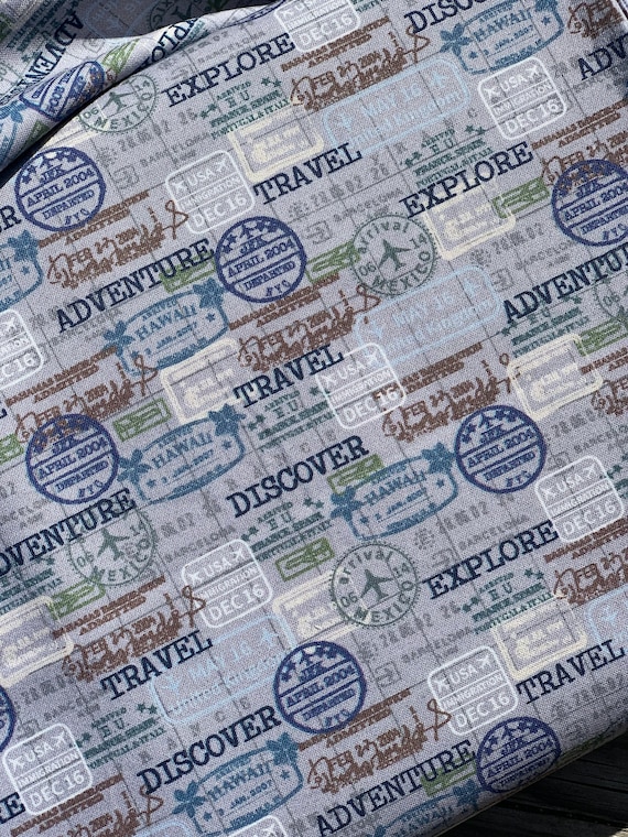 ADVENTURE FABRIC Traveler Print Fabric Print Quilting Etsy