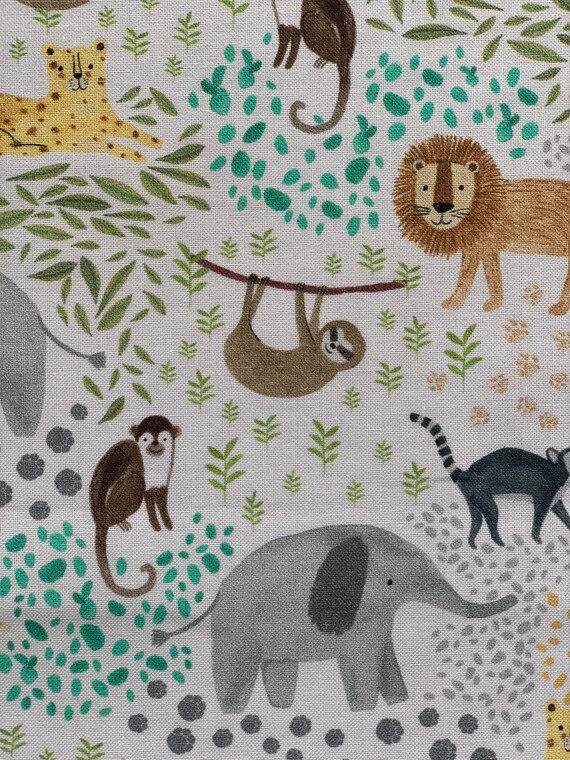 COTTON PRINT FABRIC Wild Animals Print Fabric by the Yard - Etsy