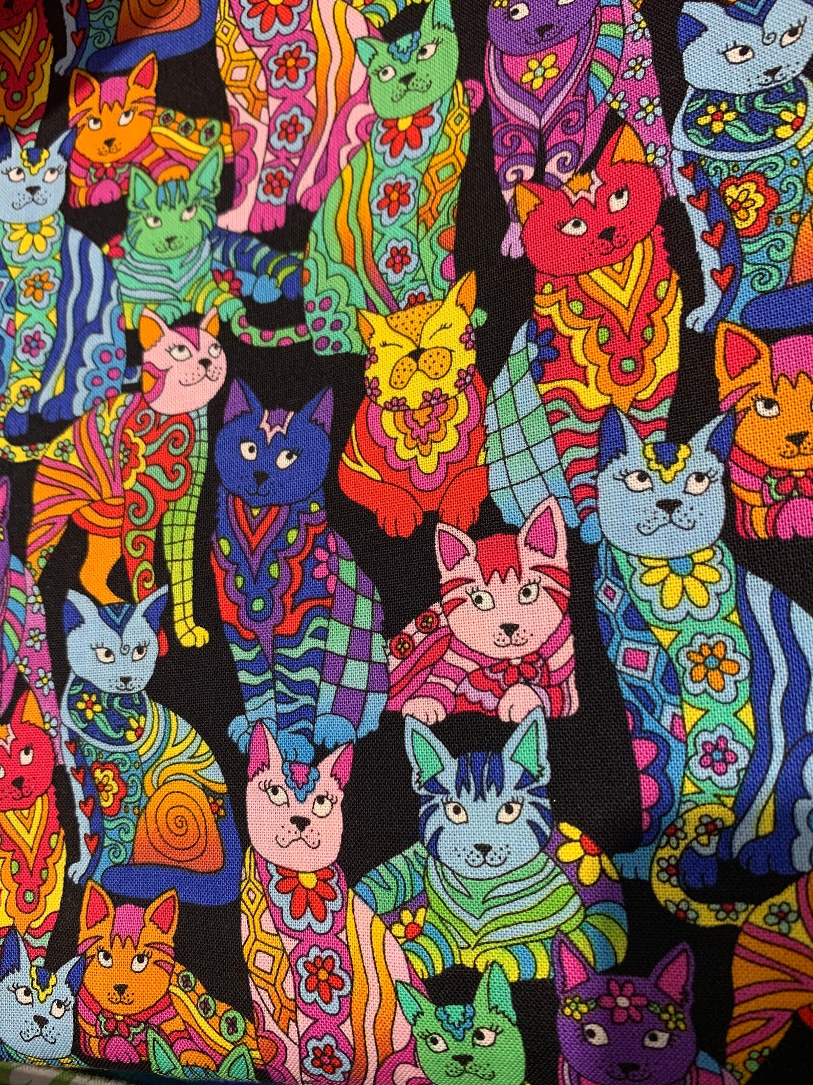 CATS PRINT FABRIC Multi Colored Cotton Print Fabric by the Etsy