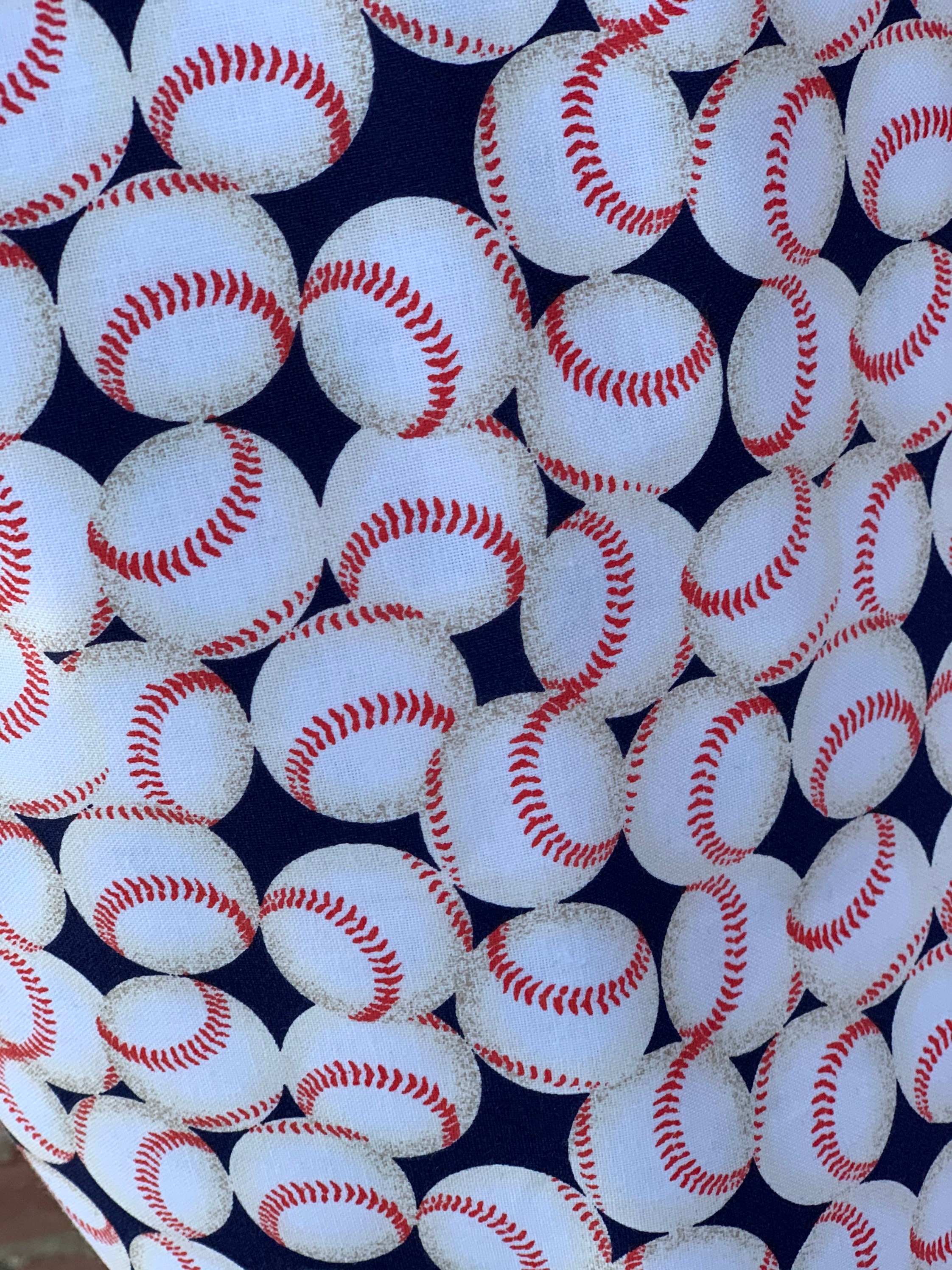 BASEBALL PRINT FABRIC Baseballs on blue cotton print fabric Etsy