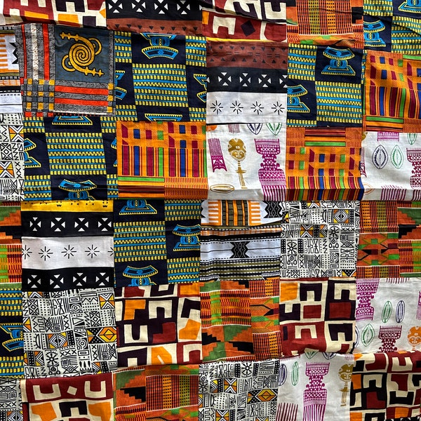 AFRICAN PRINT FABRIC- Variety of African Prints Patchwork Cotton Fabric by the yard - Patchwork fabric - Quilted Fabric by the yard