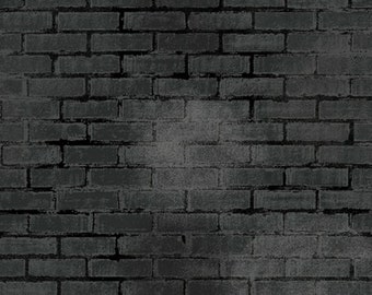 BLACK BRICK  FABRIC - Fat Quarter Stash - Boho Printed Quilting Fabric - Fat Quarter Fabric - Home Decor Fabric - Brick Wall Print Fabric