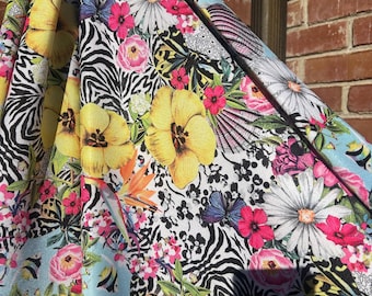 FLORAL PRINT SPANDEX with flowers, tropical and zebra print all over. - Fabric Stash - Fashion Fabric