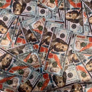 STRETCH PRINTED FABRIC - Metallic Money Print Fabric - Spandex Money Print Fabric - 4 way Stretch Printed Spandex Fabric - Fabric Supply