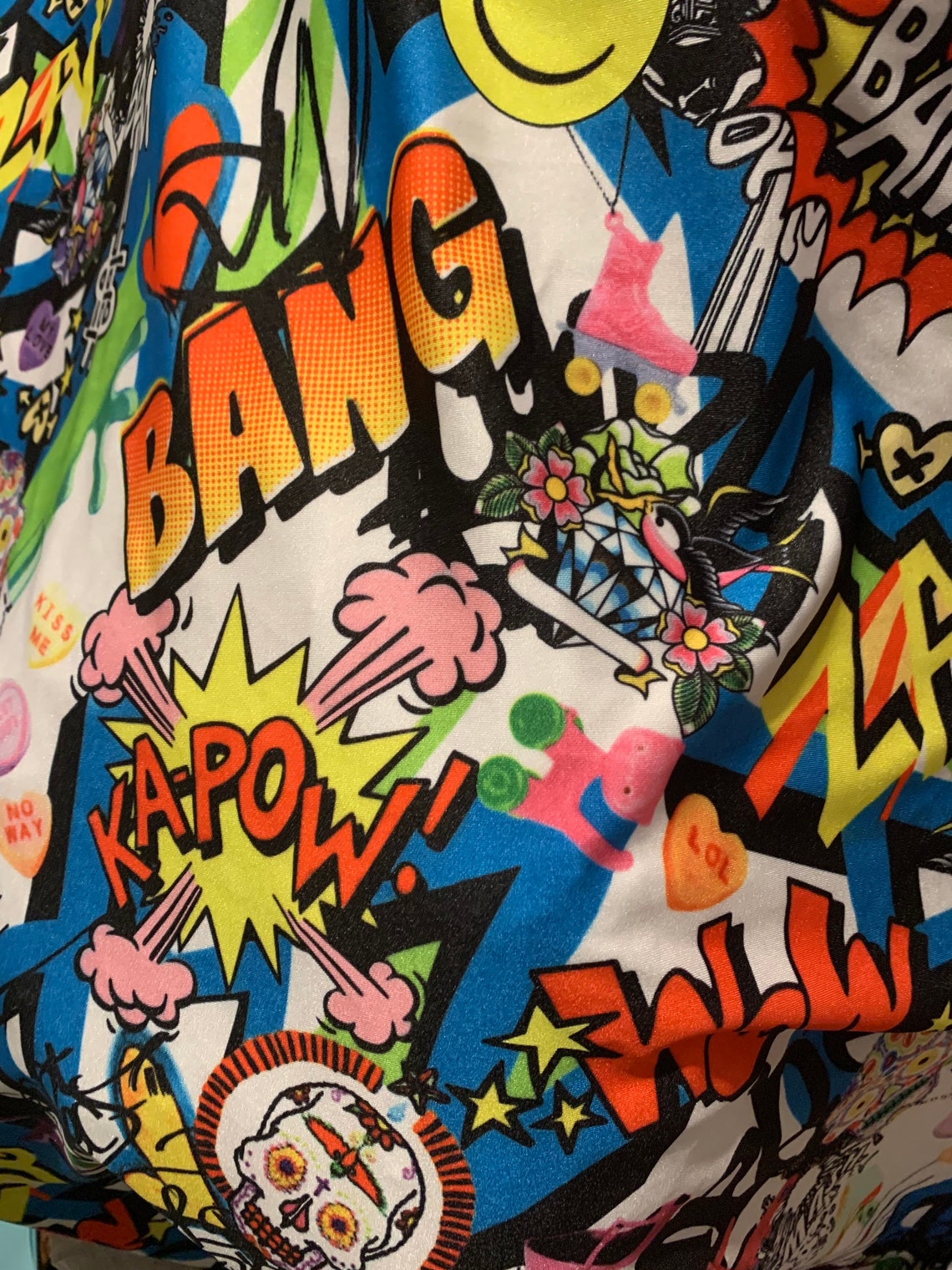 Pow Bang Comic Print Fabric Graffiti Print Fabric | Etsy