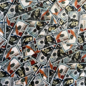 STRETCH PRINTED FABRIC - Money Print Fabric - Spandex Money Print Fabric - 4 way Stretch Printed Spandex Fabric - Hundred dollar bills print