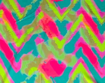 Neon Zick-Zack Batik Spandex Stoff - 4-Wege-Stretch Aquarell Druck