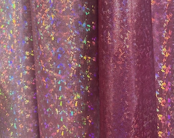 Holographic Spandex Fabric: 4-Way Stretch Reflective Solid Colors