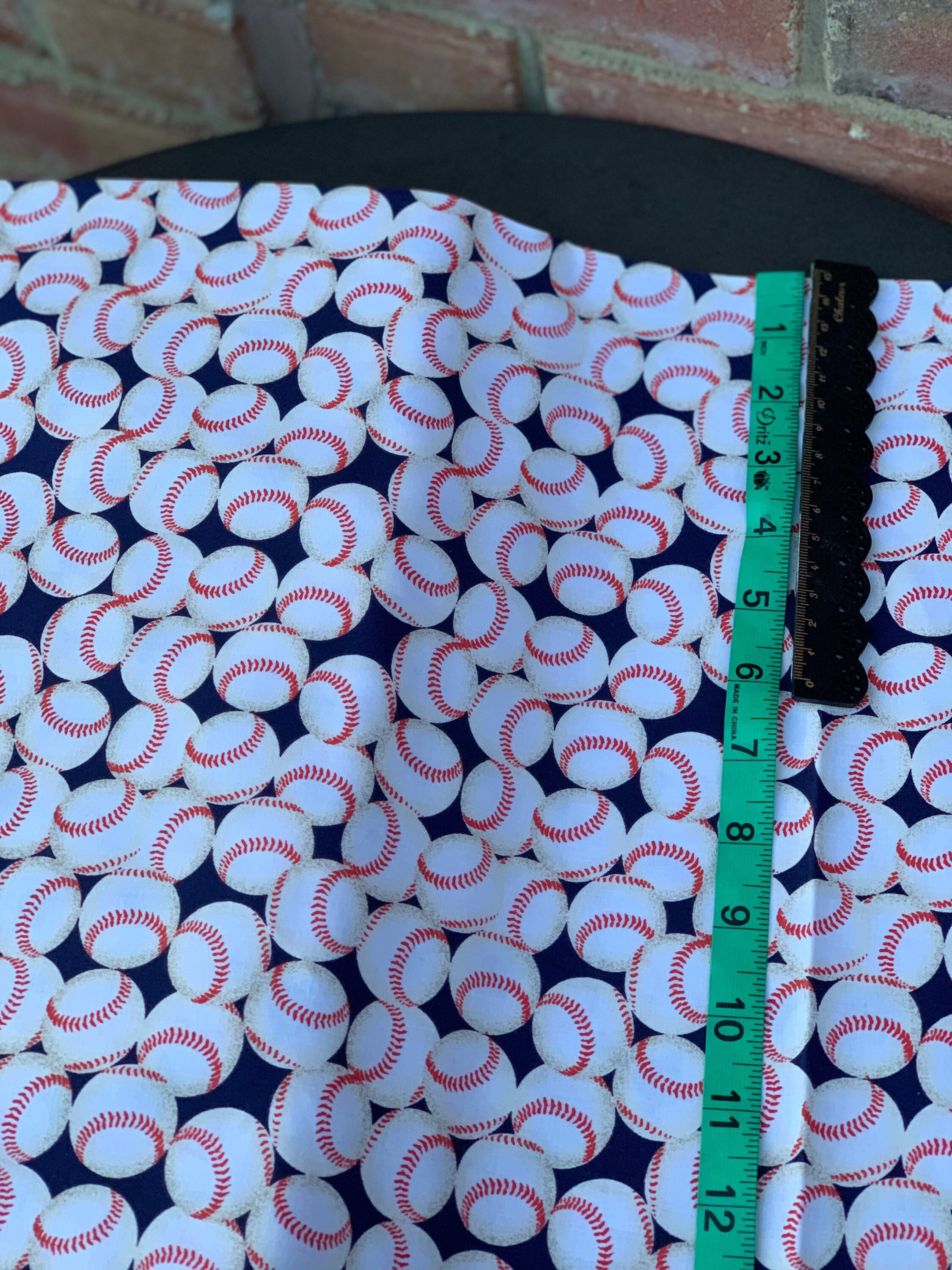 BASEBALL PRINT FABRIC Baseballs on blue cotton print fabric Etsy