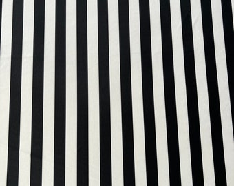 Black and White Vertical Stripe Spandex Fabric - 4 Way Stretch