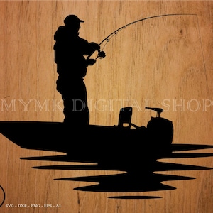 Man Fishing on a Boat svg file, fishing svg, fishing dad svg, svg, png, cricut, dxf, clipart