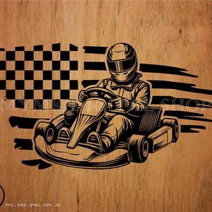 Go-Kart-Svg, Go-Kart-Rennfahrer US-Flaggen-Svg, svg, png, Cricut, dxf, Clipart, für kommerziellen und persönlichen Gebrauch