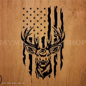 Deer Head US Flag svg, Deer svg, svg, png, cricut, dxf, clipart, for Commercial and Personal use