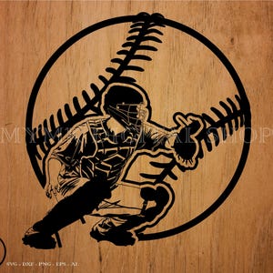 Baseball Catcher in Baseball Ball - Baseball svg, softball svg, svg, png, cricut, dxf, clipart, for Commercial and Personal use