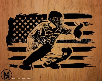 Baseball Catcher US Flag svg file, Baseball svg, softball svg, svg, png, cricut, dxf, clipart, for Commercial and Personal use