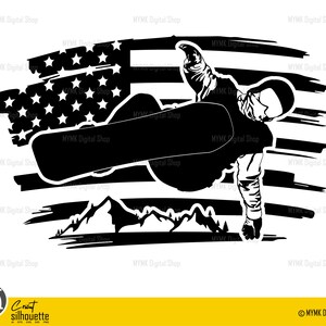 Snowboard svg, Snowboarder US Flag Sliding svg file, Ice Skating svg, svg, png, cricut, dxf, clipart, per uso commerciale e personale