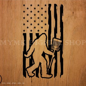 disc golf svg, bigfoot holding a basket US Flag svg, svg, png, cricut, dxf, clipart, for Commercial and Personal use