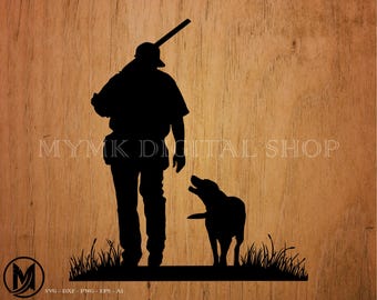 Man and Dog Hunter svg file, hunting svg, hunter svg, svg, png, cricut, dxf, clipart