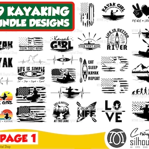 39 hoge kwaliteit kajak svg ontwerpen bundel, kajak svg, kajakken svg, meer svg, svg, png, cricut, dxf, clipart, voor commercieel en persoonlijk gebruik