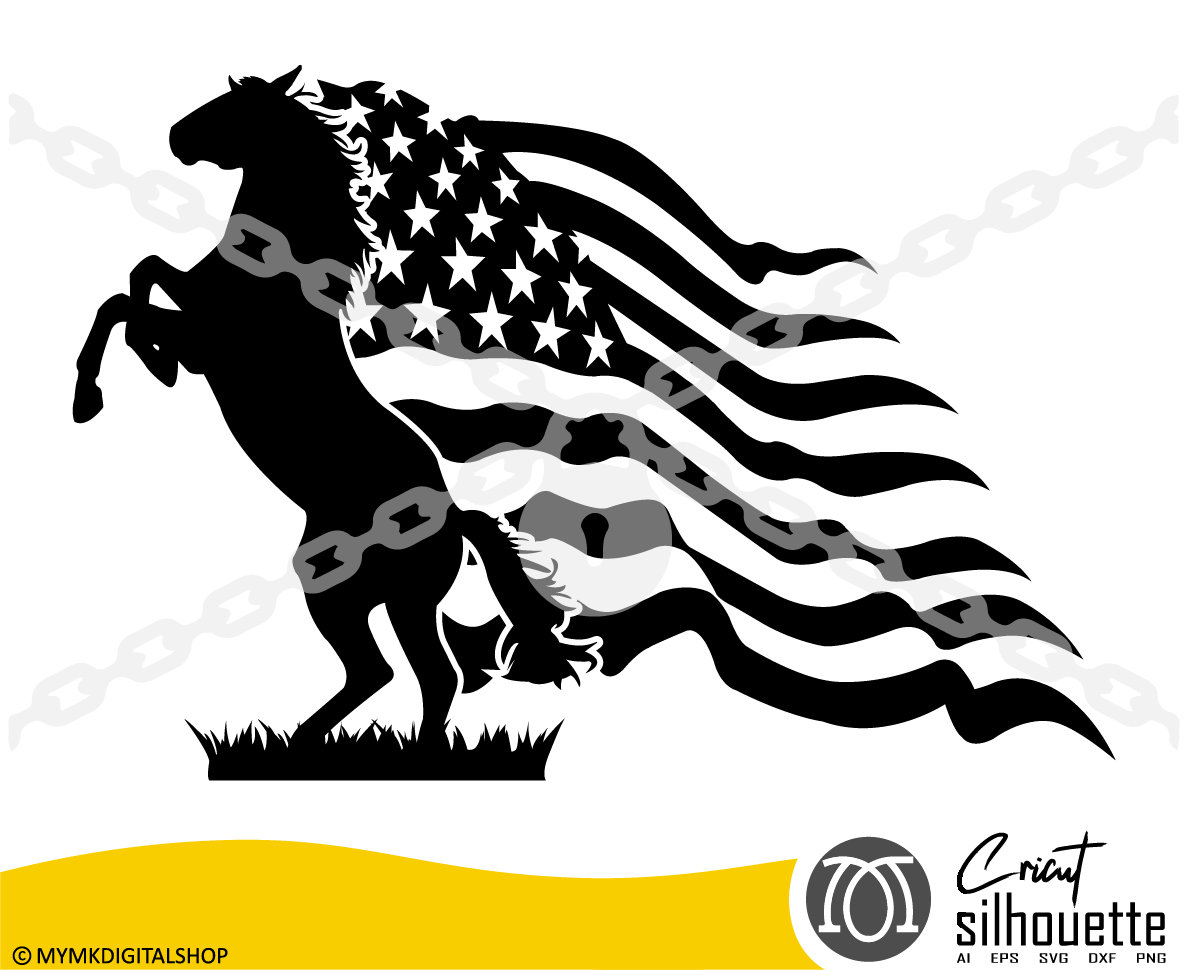 Horse Svg Horse American Flag Waving Horse Clipart Svg Etsy