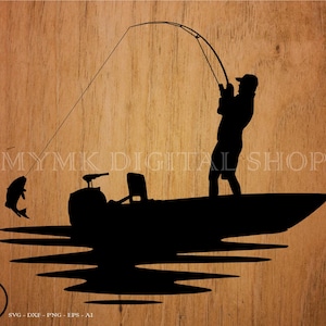 Boat Fishing Reeling Fish svg file, fishing svg, svg, png, cricut, dxf, clipart