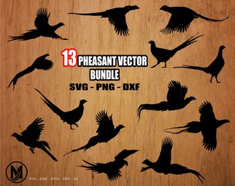 13 Pheasant Silhouette Bundle, pheasant svg, hunting svg, pheasant hunting svg, svg, png, cricut, dxf, clipart