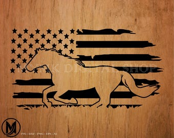 Amerikansk flagga häst Mustang Svg, häst svg, häst clipart, häst png, häst klippfil