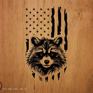 Raccoon svg, Raccoon Head US Flag # 3, Trash Panda svg, svg, png, cricut, dxf, clipart, for Commercial and Personal use