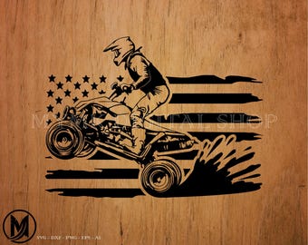 Rider Atv in Amerikaanse vlag svg-bestand, atv svg, atv rider svg, svg, png, cricut, dxf, clipart, voor commercieel en persoonlijk gebruik