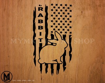 Cool American Flag and Rabbit SVG, Png, Rabbit svg, Rabbit png, Rabbit Hunting, for hunting Rabbit, Rabbit cricut ready