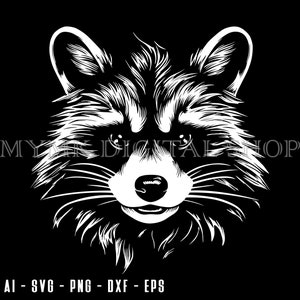 Svg de raton laveur, tête de raton laveur blanc, Trash Panda svg, svg, png, cricut, dxf, clipart, pour usage Commercial et personnel