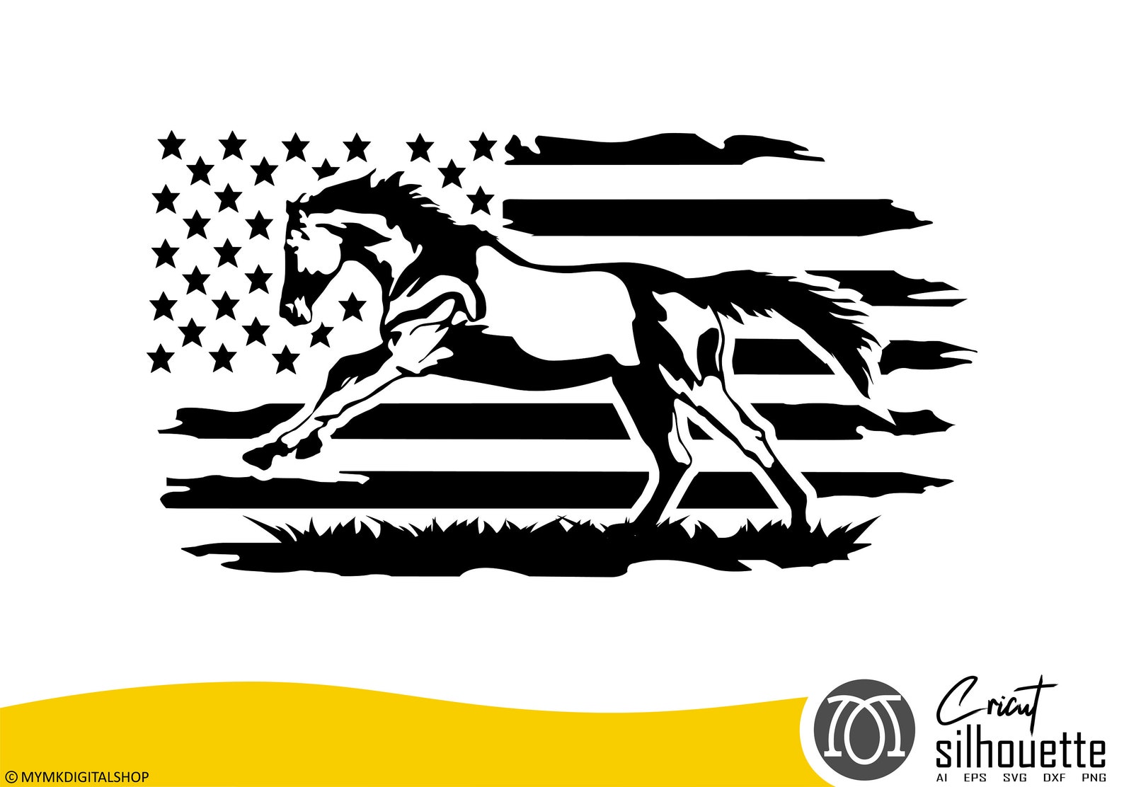 American Flag Horse SVG