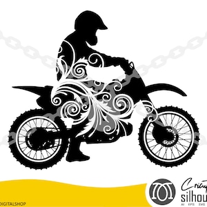 Dirt Biker Floral svg file, Dirt Bike svg, Motocross svg, svg, png, cricut, dxf, clipart, for Commercial and Personal use