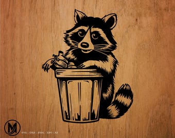 Raccoon svg, Raccoon and Trash Can svg, svg, png, cricut, dxf, clipart, for Commercial and Personal use