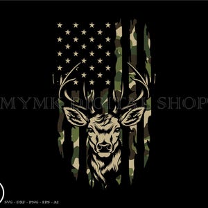 Cabeza de ciervo, bandera estadounidense, camuflaje, svg, ciervo, svg, png, cricut, dxf, clipart, para uso comercial y personal