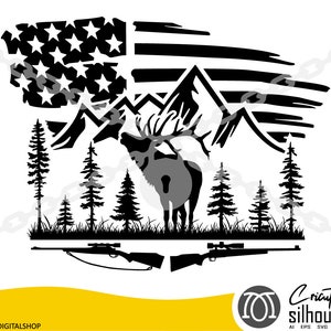 Deer hunting svg, american flag, double rifle, Dear Svg, png, clipart, svg, png, cricut ready