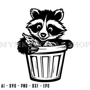 Raccoon svg, Raccoon in Trash Can svg, svg, png, cricut, dxf, clipart, for Commercial and Personal use