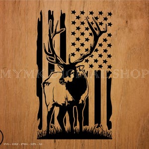 Deer Elk US Flag svg file, deer svg, hunting svg, deer hunting svg, svg, png, cricut, dxf, clipart, for Commercial and Personal use