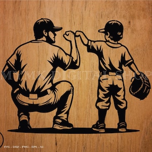 Padre e figlio Fist Bump 2, giocatori di baseball svg, svg, png, cricut, dxf, clipart, per uso commerciale e personale