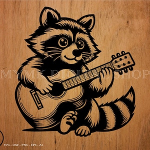 Raccoon svg, Raccoon Playing a Guitar, Trash Panda svg, svg, png, cricut, dxf, clipart, for Commercial and Personal use