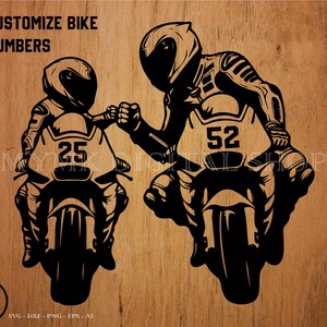 Numéros personnalisés, Moto GP père et fils Fist Bump, Moto GP svg, svg, png, cricut, dxf, clipart, pour usage Commercial et personnel