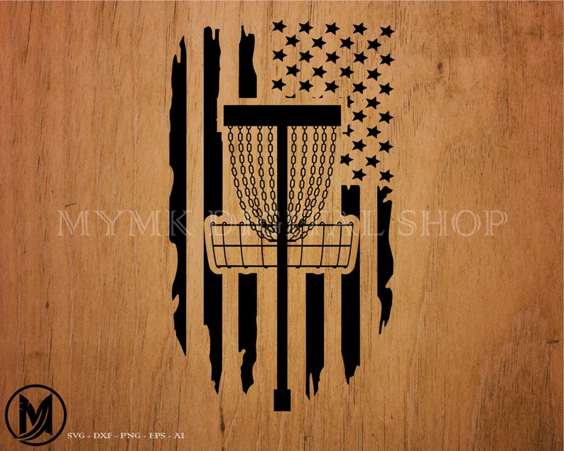 Disc Golf svg, amerikanische Flagge Korb, Frisbee Golf, Disc, Frolf, Golf, svg, png, Clipart, schnitt Datei, dxf Bild 1
