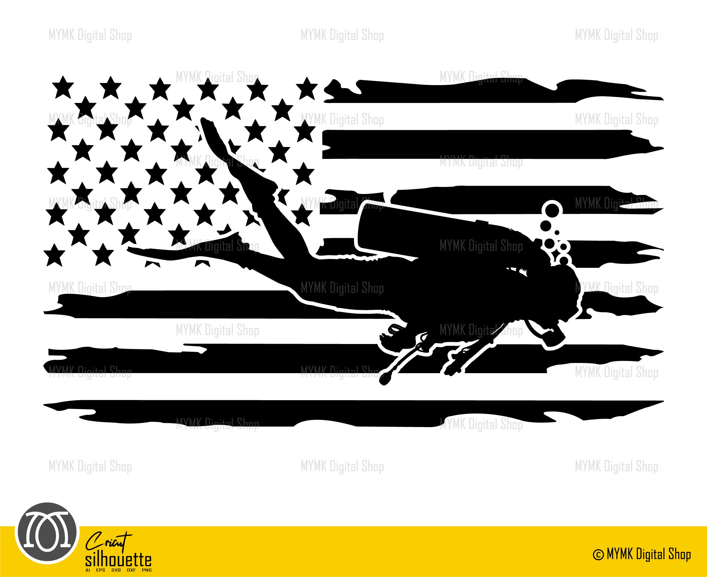 Scuba Diving American Flag Svg File Scuba Svg Diver Svg Etsy