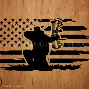 Amerikanische Flagge Bogen Jäger, Hirsch jagen, Enten jagen, Truthahn jagen, Enten jagen, Truthahn jagen, Angeln svg, Cricut, cut Datei, dxf
